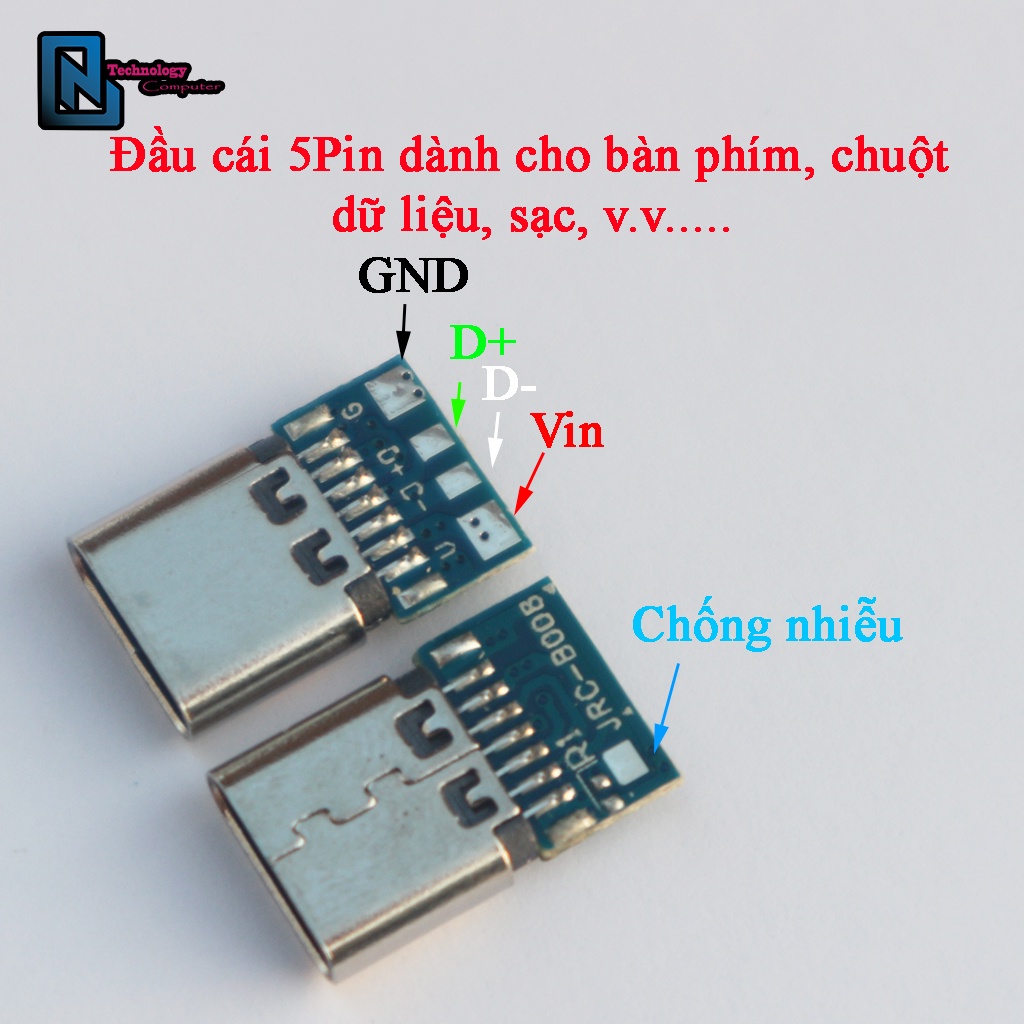 Ổ Cắm Type C Đầu Cái Dành Cho Bàn Phím Cơ Chuột Dữ Liệu Sạc 5 Pin