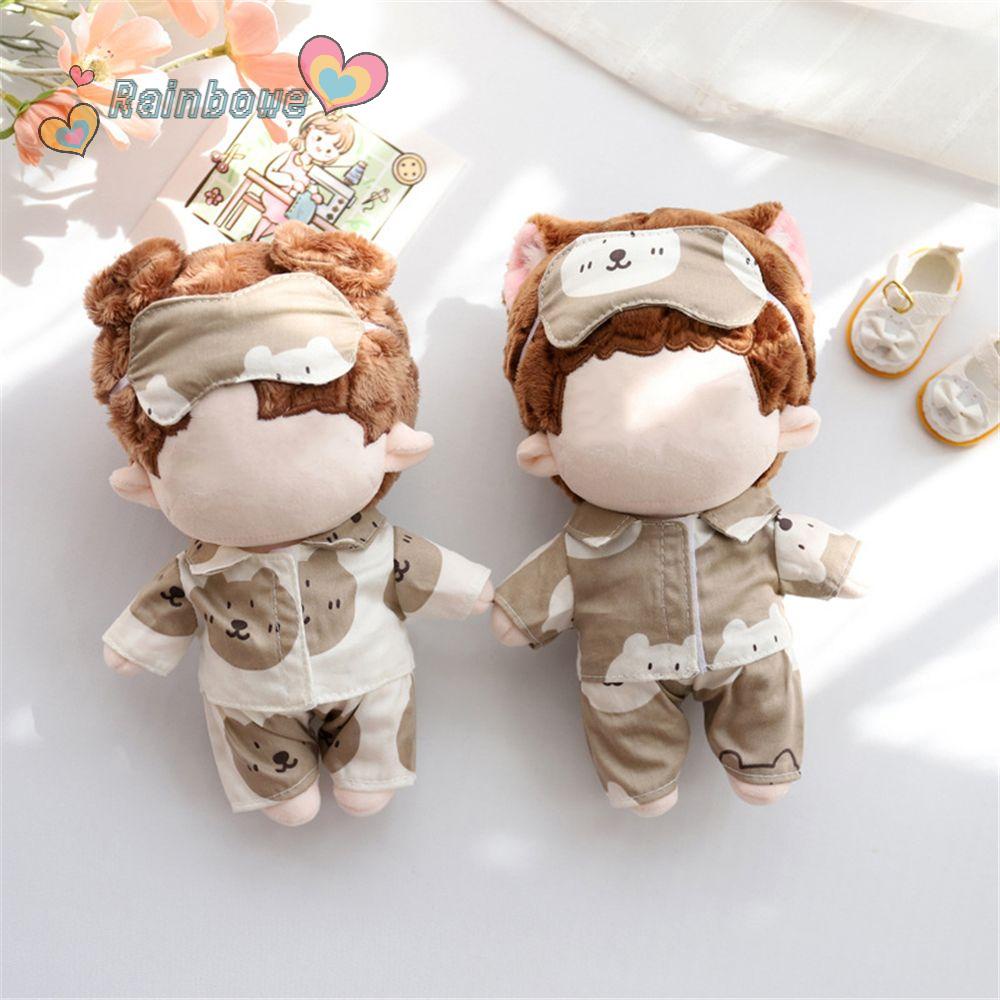 RAINBOW Dolls Accessories Plush Dolls Clothes Korea Idol Doll Quilt Sleeping Bed Product Cute 3 Piece Set 20cm 15cm Dolls Pillow Sleepwear Eye protectionSet