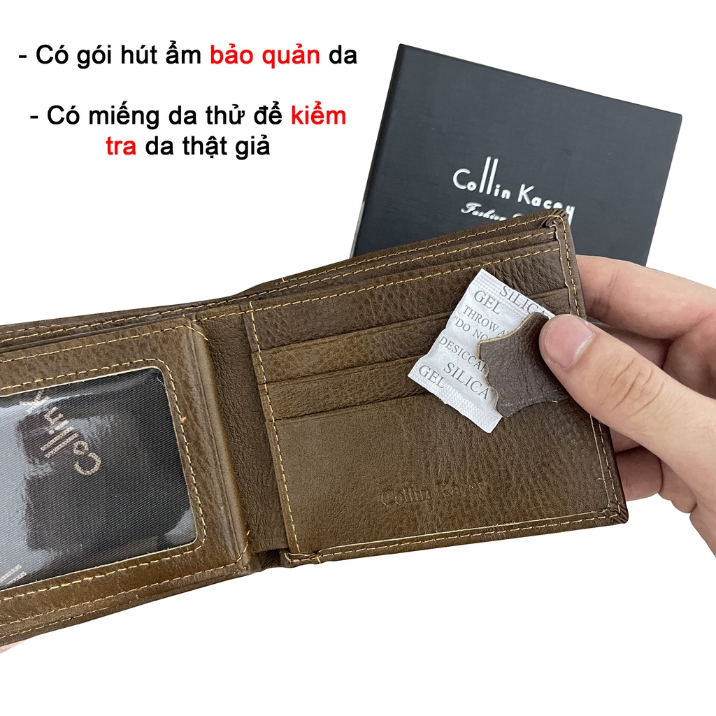 Ví nam da bò thật  bóp nam cao cấp Collin Kacey-V5578