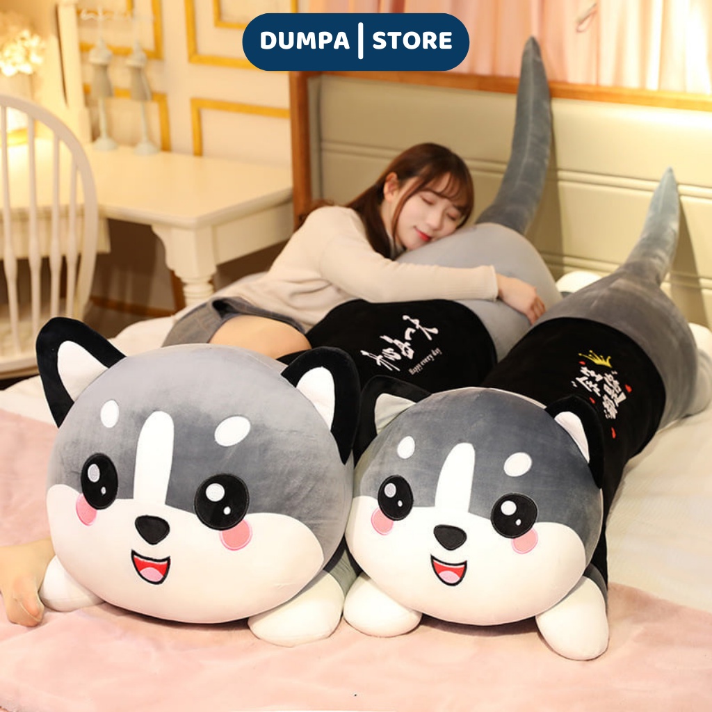 Gấu bông mèo Husky má hồng gối ôm thú nhồi bông siêu to khổng lồ chất liệu mềm mịn DUMPA STORE