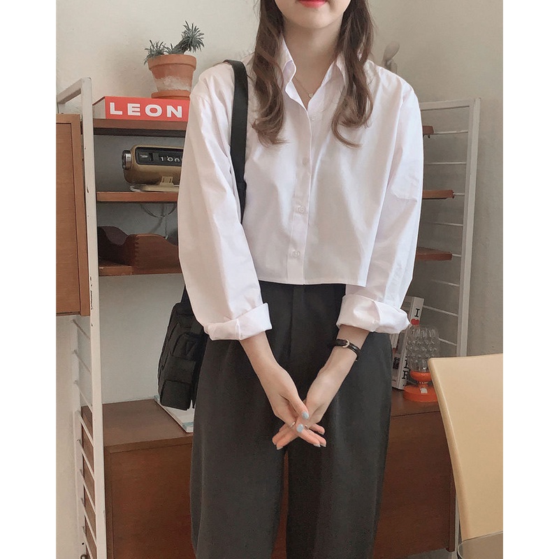 Áo Sơ Mi Tay Dài Màu Sắc Đơn Giản Dễ Phối Đồ Hợp Thời Trang 49485