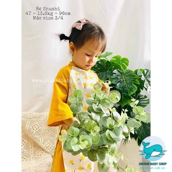 [Rẻ vô địch] [Ảnh thật] Áo Dài Cách Tân Hoa Nhí Xốp Nhăn Hàng Thiết Kế Xinh Đẹp