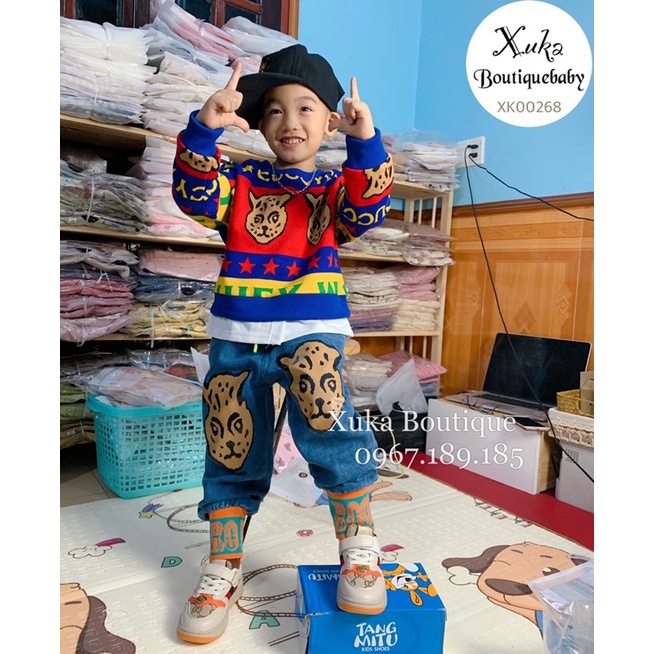 Set Quần Jeans QC Cao Cấp Bé Trai - Quần Jean Áo Nỉ xốp Siêu Đẹp [Ảnh Thật