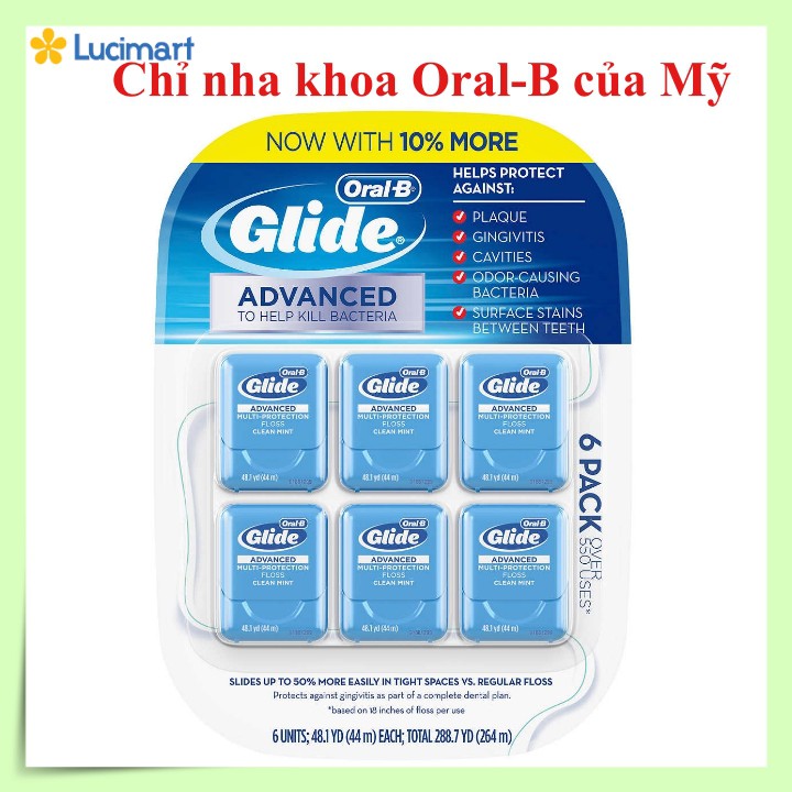 Chỉ nha khoa từ USA Oral-B Glide Pro Health (1 hộp 44m) [Hàng Mỹ]