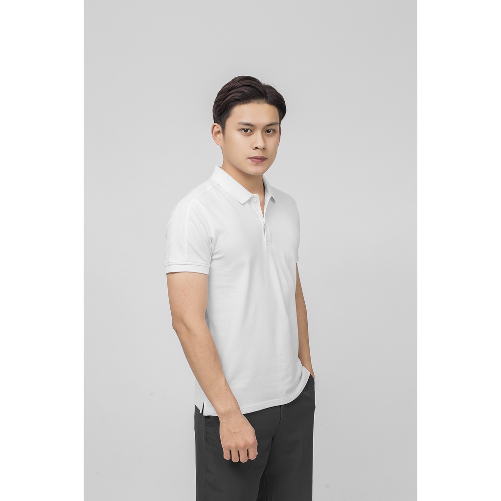 Áo thun polo nam Aristino APS001S9 phông ngắn tay có cổ bẻ dáng slim fit ôm nhẹ màu trắng trơn vải CVC cao cấp mềm mát