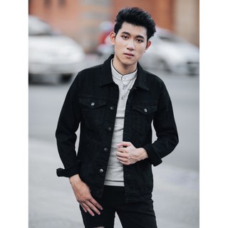 Áo khoác jean nam đen trơn