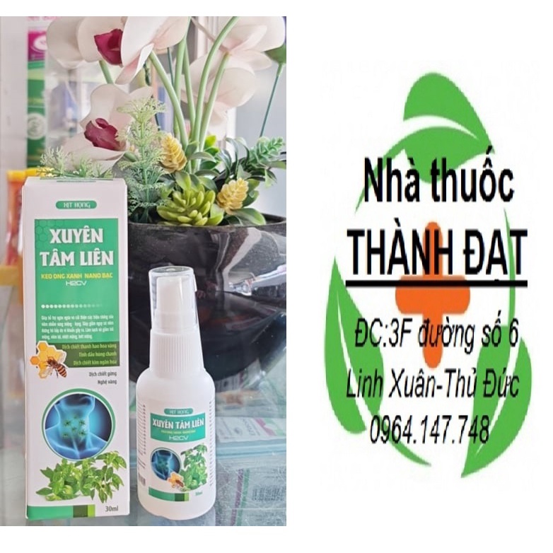 xịt họng xuyên tâm liên keo ong xanh nano bạc chai 30mls