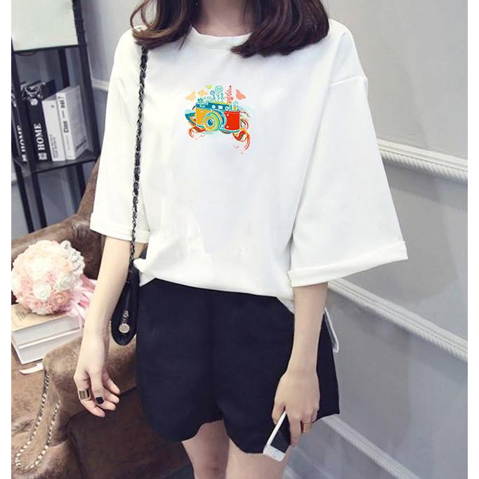 Áo thun tay lỡ Hàn Quốc form rộng in hình ấn tượng vải dày mịn TEEWO120