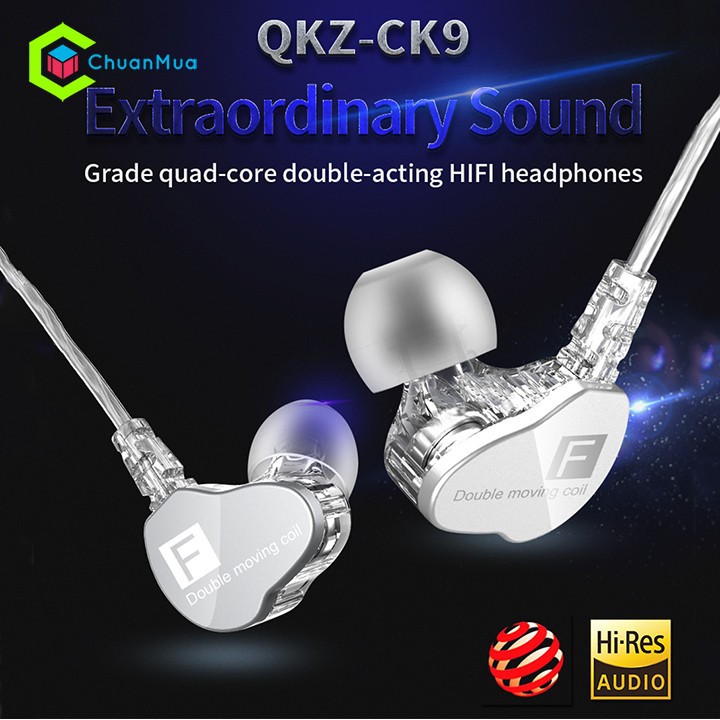 Tai Nghe Nhét Tai Chống Ồn QKZ CK9 Có Mic Đàm Thoại, Bass Trầm Ấm nghe nhạc chơi game cực đã, Tai Nghe Earbud