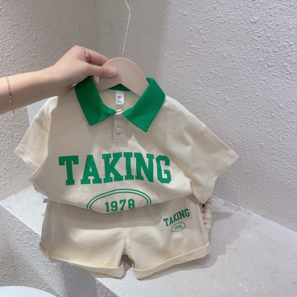 Set Áo polo Ngắn Tay In Chữ + Quần Short Thời Trang Mùa Hè Mới Cho Bé Trai