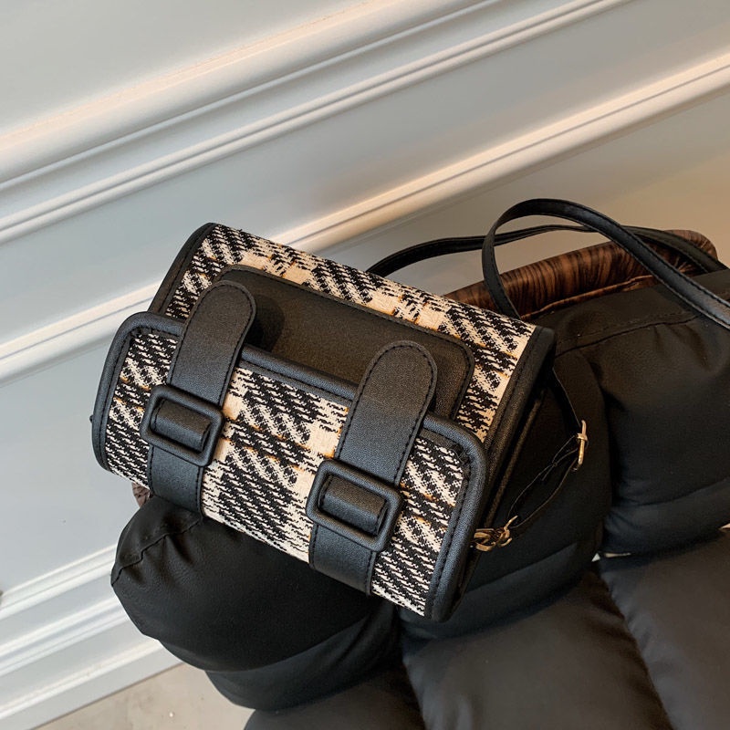 Túi đeo vai họa tiết kẻ lưới đơn giản thời trang cho nữ