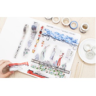 Băng dán washi tape cổ trang nhiều mẫu