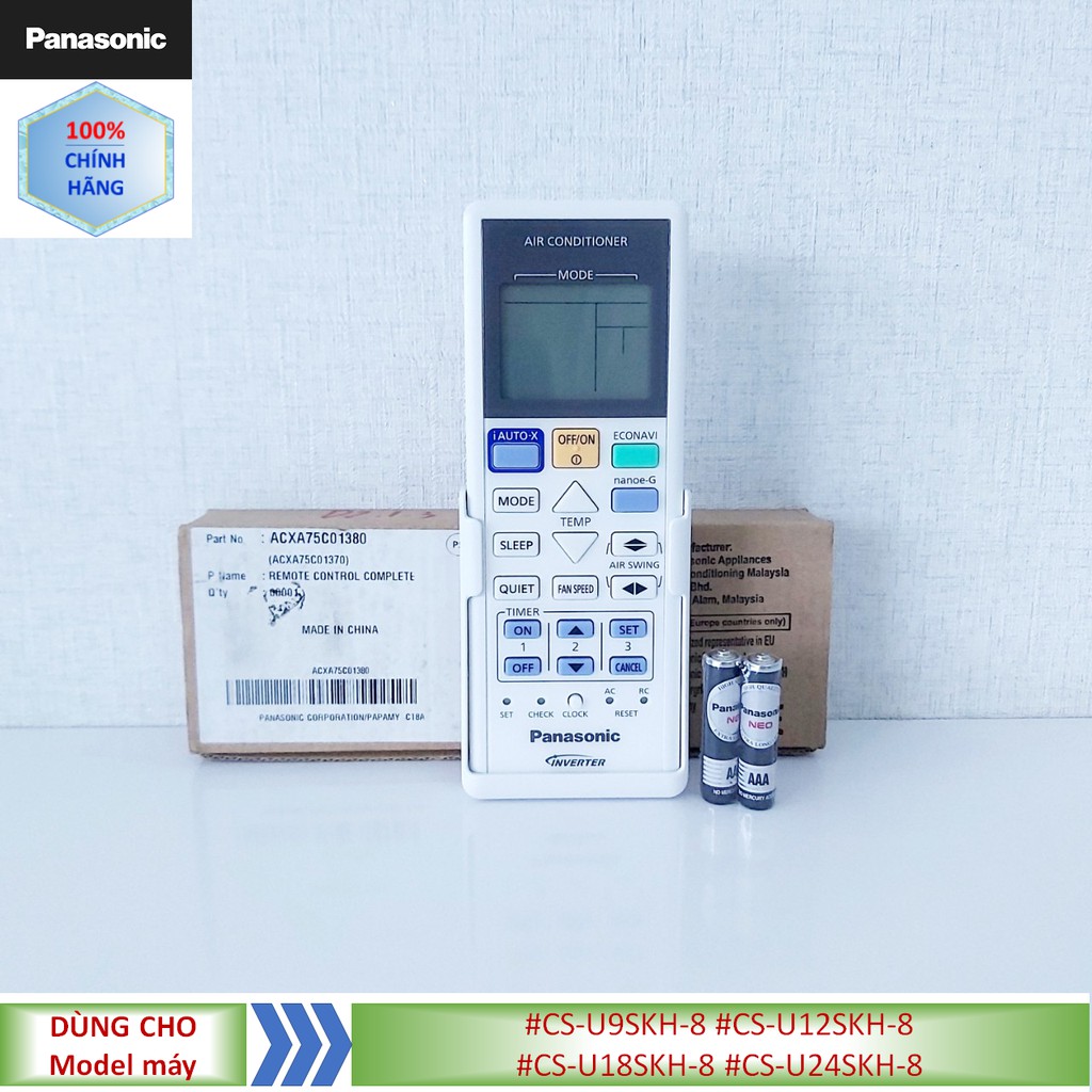 Phụ kiện [Remote chính hãng] Điều khiển điều hòa Panasonic model #CS-U9SKH-8 #CS-U12SKH-8 #CS-U18SKH-8 #CS-U24SKH-8