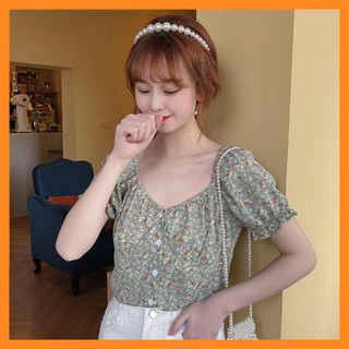 Áo sơ mi nữ họa tiết hoa cổ chun  [TTBK]