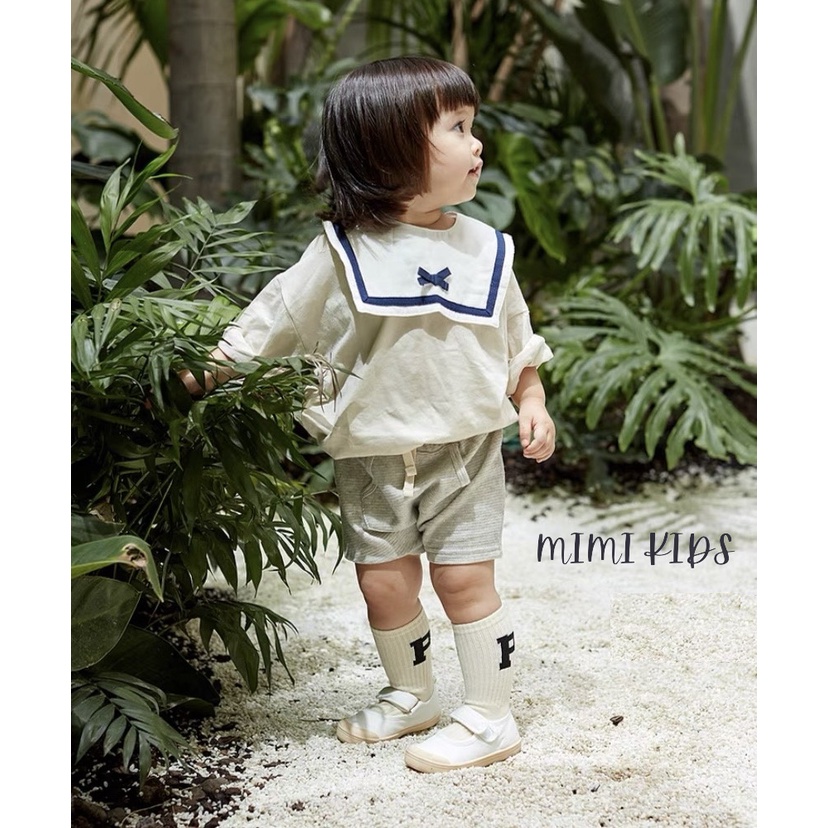 Tất vớ cao cổ kiểu dáng thể thao Unisex chữ P cho bé 2-4y Mimi Kids T12