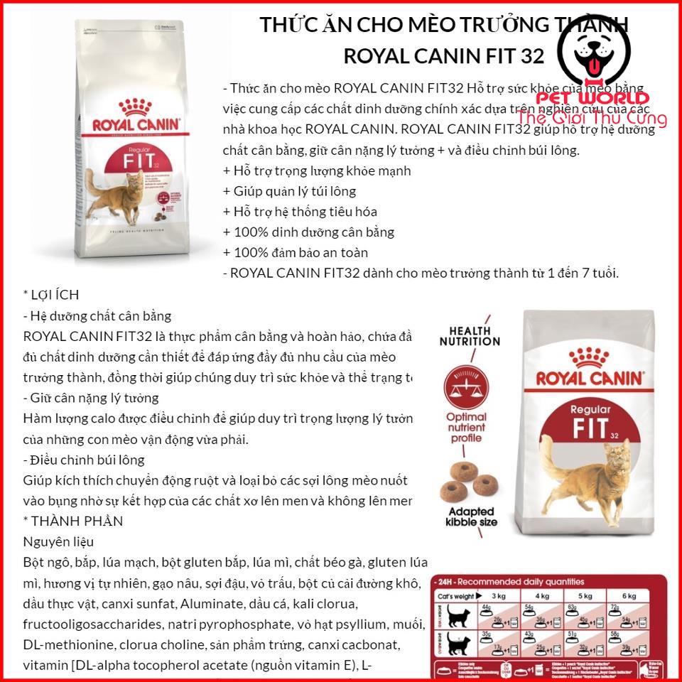 Thức ăn hạt khô cho Mèo Royal Canin Fit 32 túi 1kg