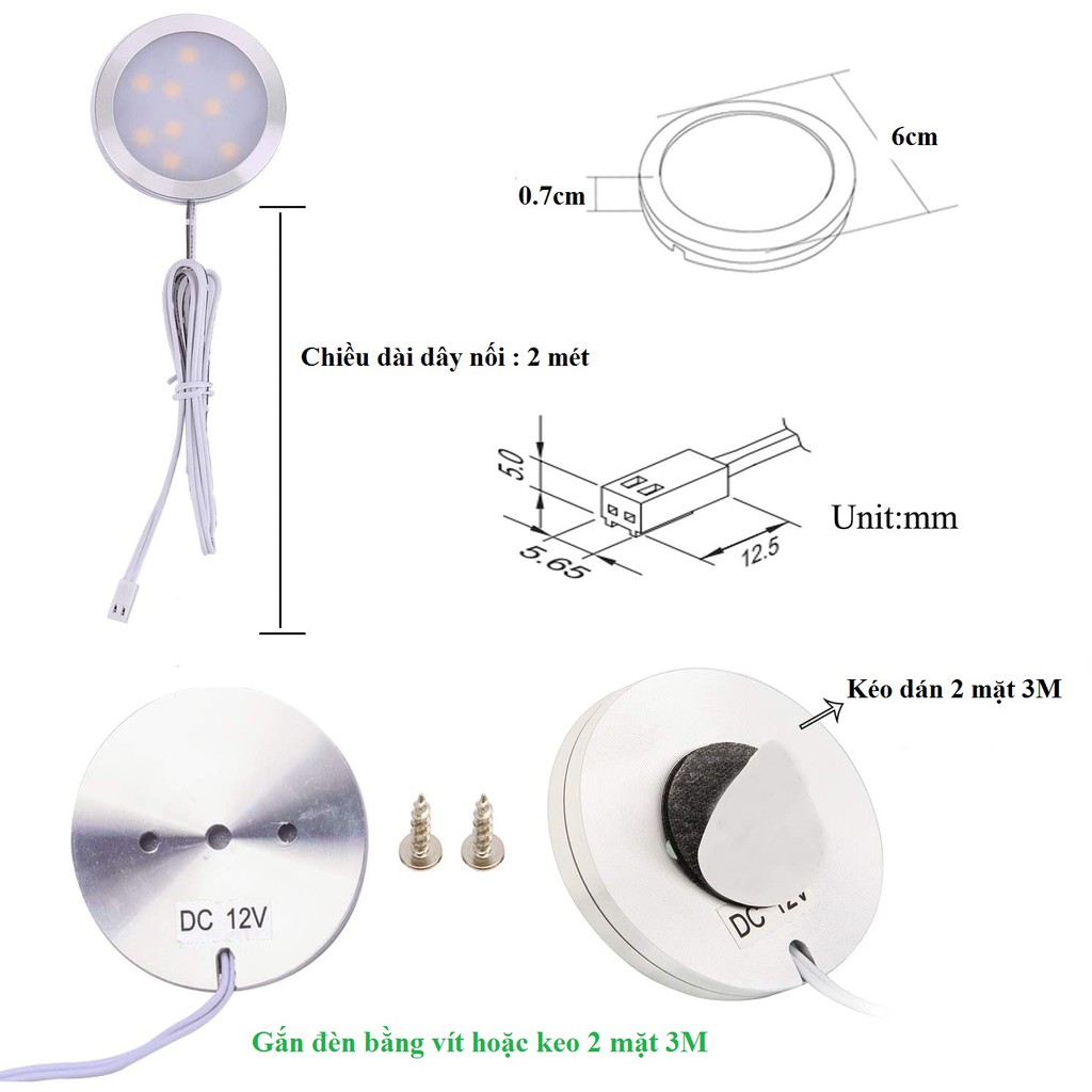 Bộ đèn trang trí tủ trưng bày , tủ bếp... tiết kiệm điện an toàn khi sử dụng .