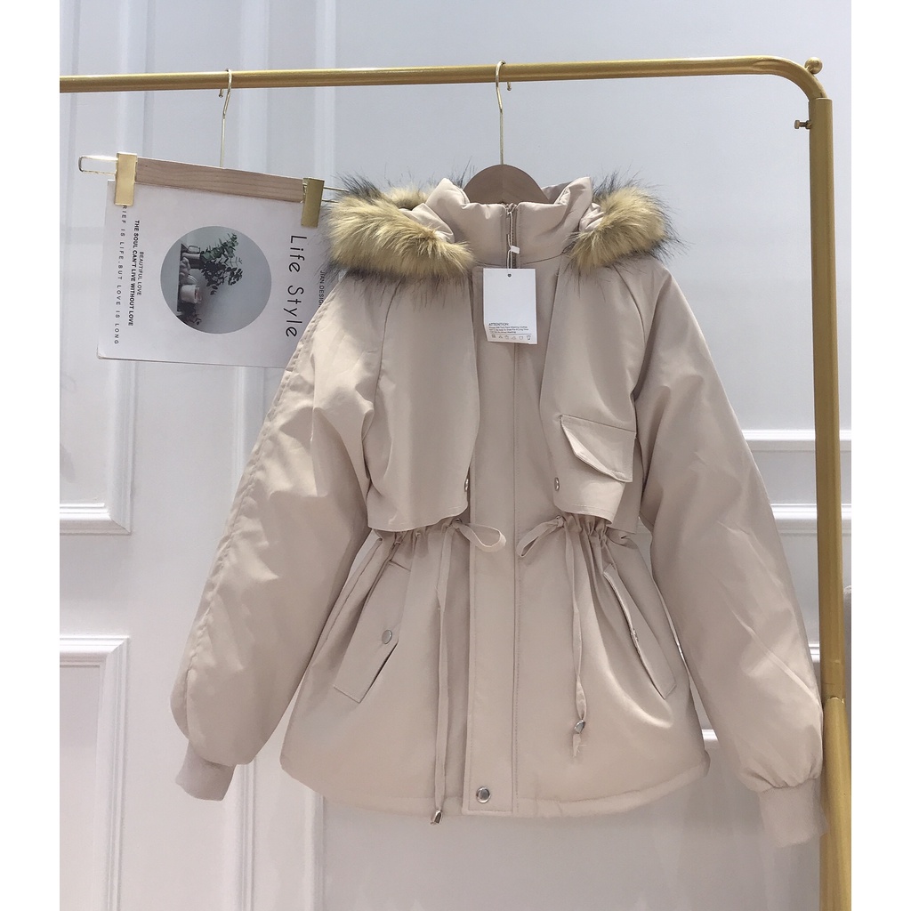 Áo phao parka nữ lót lông cừu 3 lớp cực đẹp ấm Kanimi | BigBuy360 - bigbuy360.vn