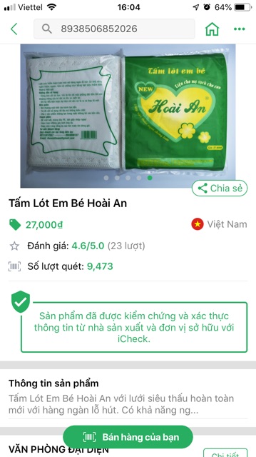 Tấm Lót Em Bé Hoài An Hàng Chuẩn(loại 14-16 tờ)