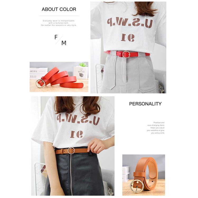 SmileFairyCC【COD &amp; Hàng Có Sẵn】Thắt Lưng Da Khóa Tròn Thời Trang Trẻ Trung Cho Nữ 2022