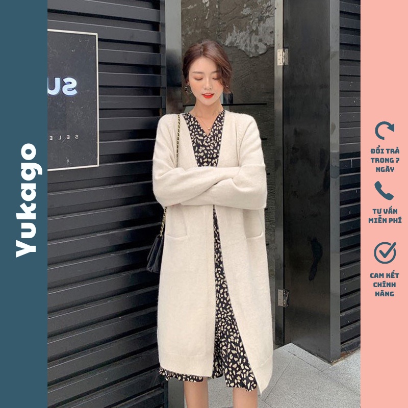 Áo khoác len cardigan nữ dáng dài form rộng vải len lông Quảng Châu cao cấp YUKAGO TX66352