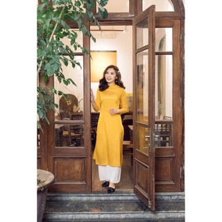 Áo Dài Cách Tân - Lụa Tô Châu , Màu Vàng  ( hàng kỹ - hình thật )