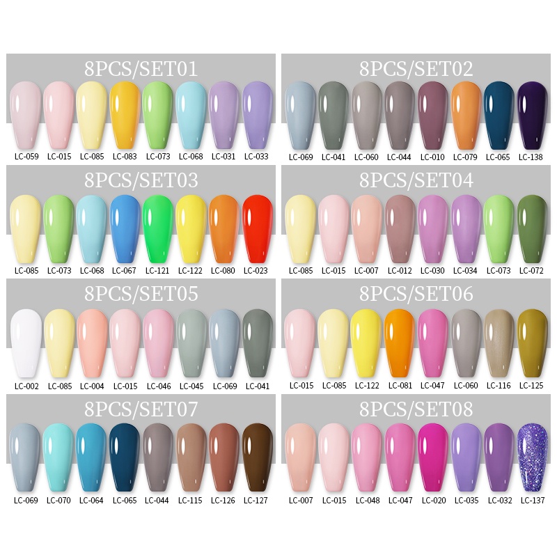 UR SUGAR Set 8 lọ sơn móng tay nhiều màu sắc dung tích 7ml