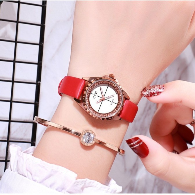 ( NHỎ XINH )Đồng Hồ Nữ Gedi Korea - Sơn Bền Màu Thời Trang