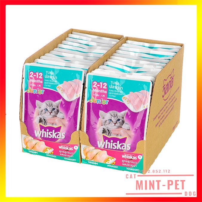 Hộp 24 Gói Pate Whiskas Cho Mèo Con Vị Cá Ngừ 85g Giá Rẻ