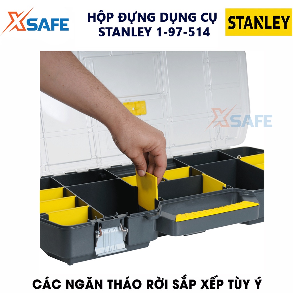 Hộp dụng cụ nhựa 24&quot; STANLEY 1-97-514 có khay đựng phụ kiện, kích thước 680x350x260 [chính hãng][xsafe]