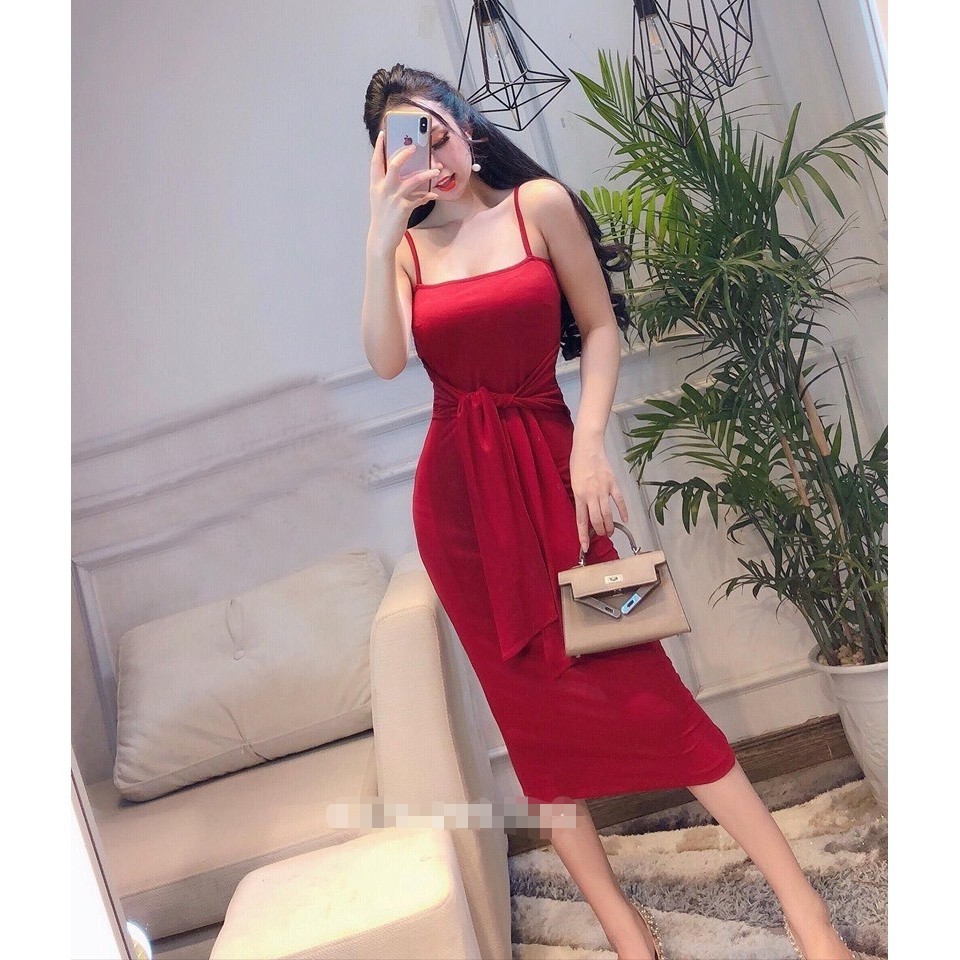 Đầm Body Hai Dây Thắt Eo