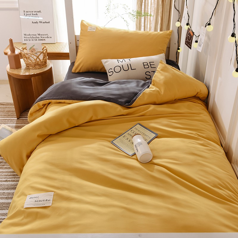 Bộ chăn ga trang trí giường tầng phòng ngủ ký túc xá cho sinh viên màu đơn sắc decor tối giản Chato Bedding