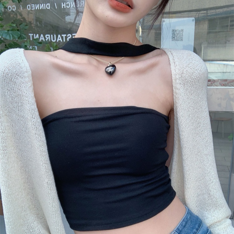 Áo Cardigan Hai Dây Hở Xương Vai Dáng Ôm Màu Trơn Thời Trang Cho Nữ