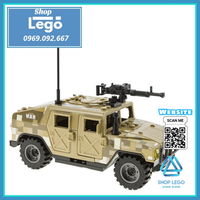 Xếp hình Xe bọc thép Humvee HMMWV M1114 của quân đội Mỹ gồm 72 hình lắp được 2 kiểu Lego Minifigures TBS J773