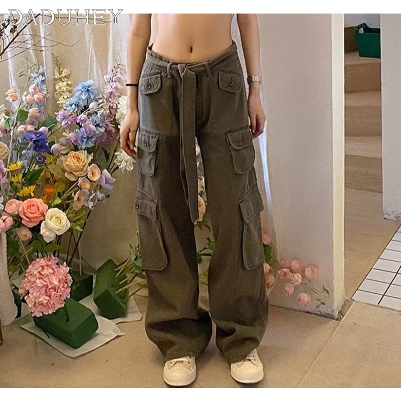 DaDuHey Men's and Women's Summer Thin 2022 Fashion Brand Functional Loose Straight Cargo Pants Ins Korean Style Trendy Fashion Joker Multi-Pocket Slacks