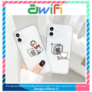 Ốp lưng iphone trong cạnh vuông BVC gấu TV 6plus/6s/6splus/7/7plus/8/8plus/x/xr/xs/11/12/pro/max/plus/promax-Awifi B2-17