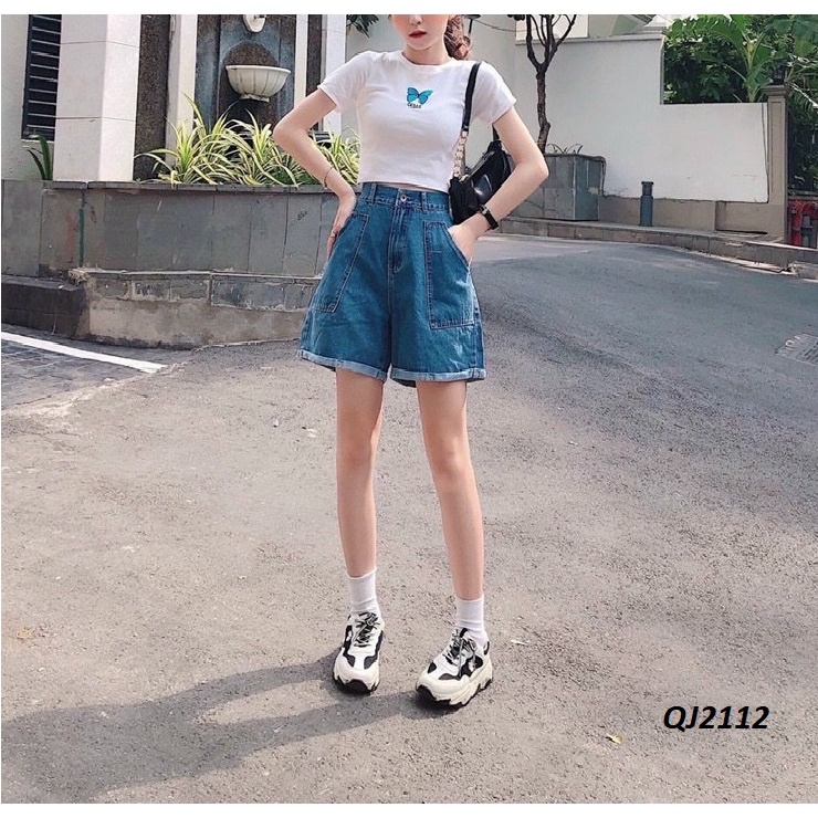 Quần Jeans Ngố Rộng Hai Túi Nỗi QJ2111
