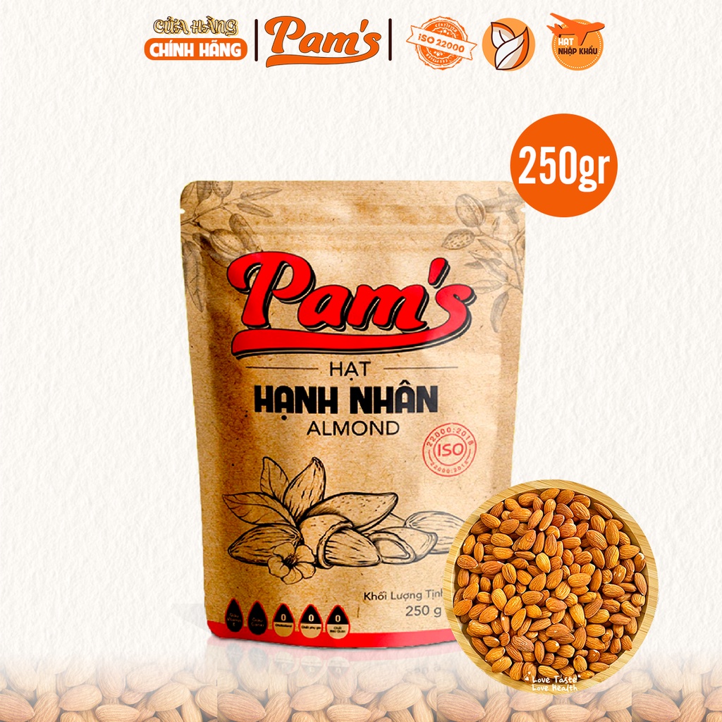 Hạnh Nhân Mỹ Tách Vỏ Pams(250g/túi) Hạt Nhập Khẩu Mỹ, Rang Chín Giòn, Dùng Ăn Kiêng