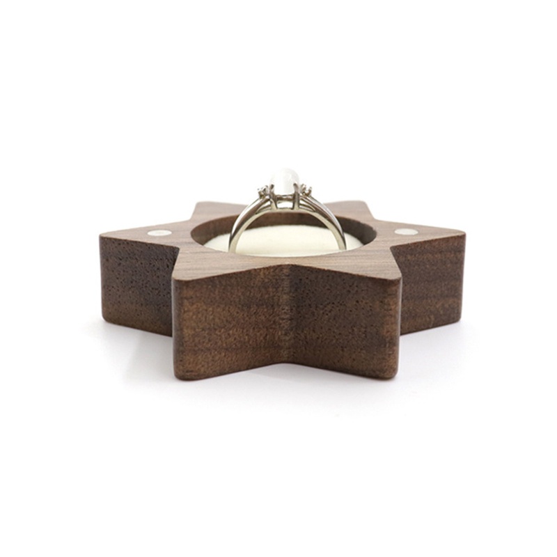 Flgo Hộp Đựng Nhẫn Cưới Bằng Gỗ Hình Lục Giác / Ngôi Sao / Hình Lục Giác