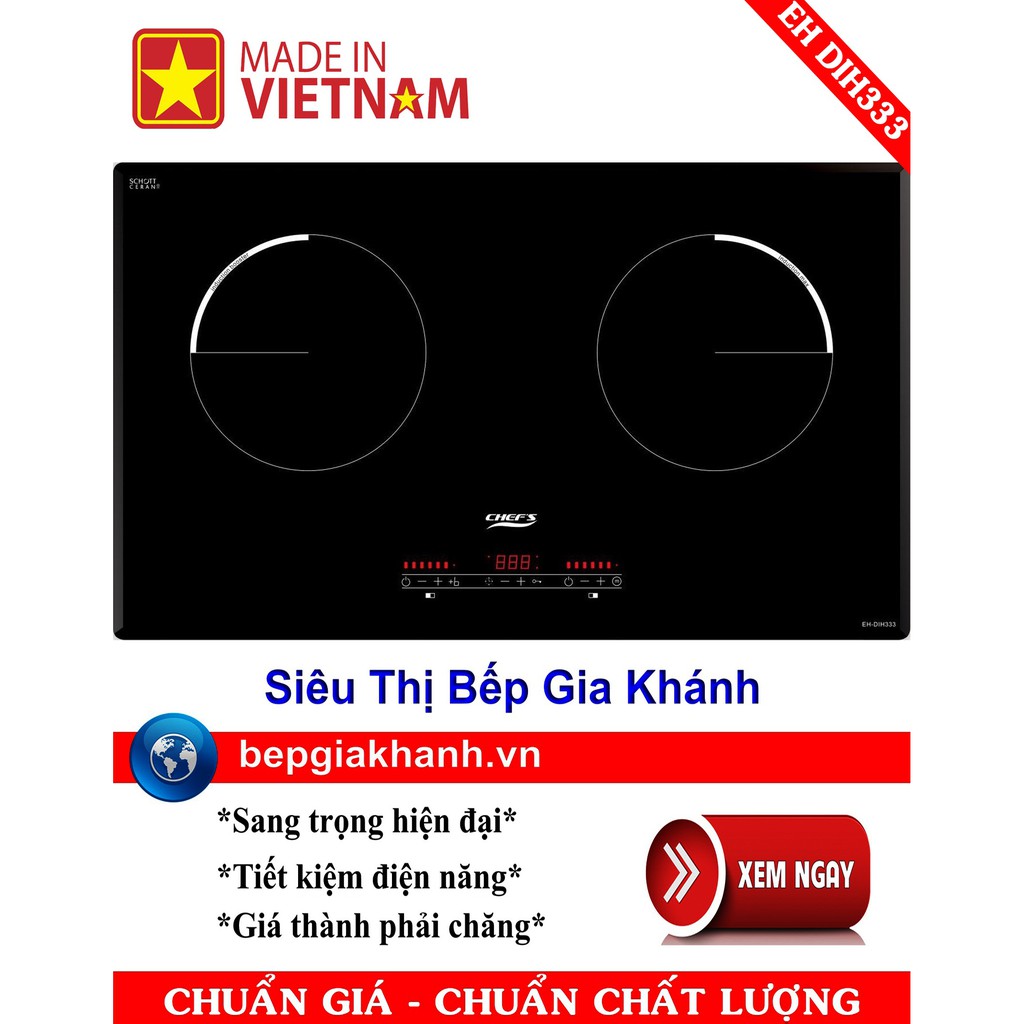 Bếp từ đôi Chefs EH DIH333 lắp ráp Việt Nam