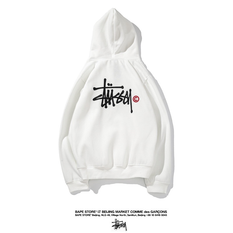 Áo hoodie cotton lót nhung in chữ STUSSY thời trang