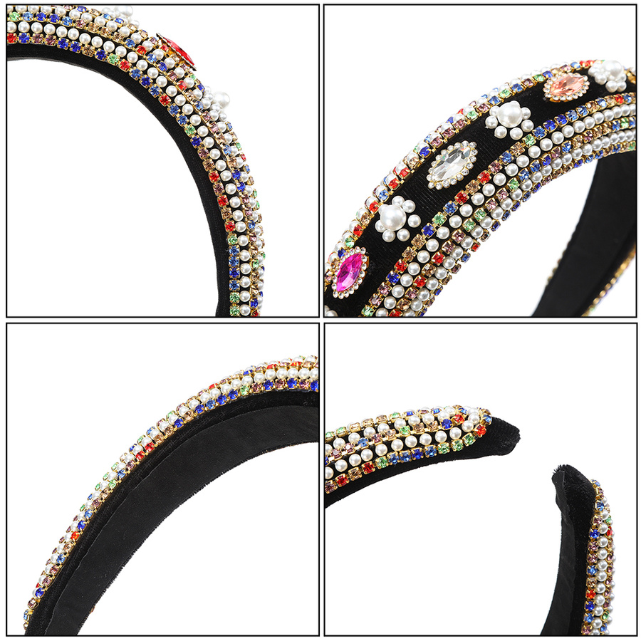 Băng Đô Cài Tóc Đính Đá Lấp Lánh Phong Cách Retro Cho Nữ