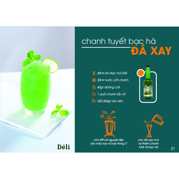 Siro Bạc hà cao cấp Deli [ GIÁ SỈ ] Chai nhựa 1L, HSD: 12th, vị ngon 100% tự nhiên nguyên liệu pha trà sữa, soda, cotail