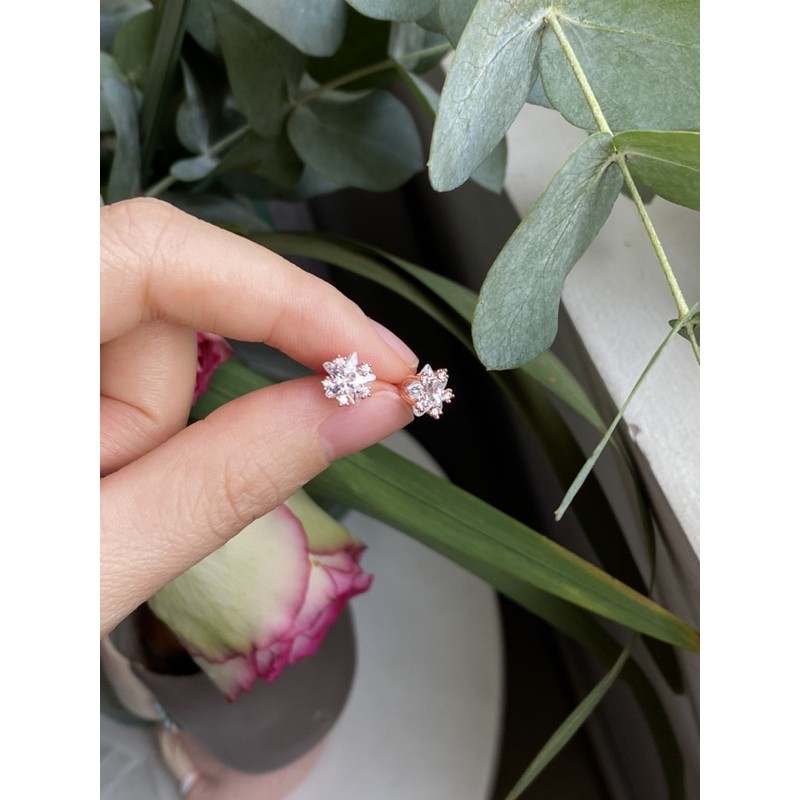 Hoa tai, nữ, đính đá, chuôi vặn, thanh lịch