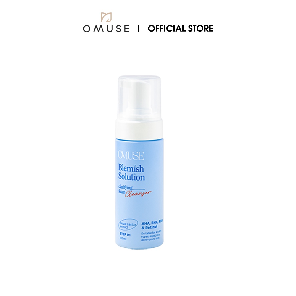 Sữa rửa mặt làm sạch kiềm dầu dành cho da mụn dạng bọt OMUSE Blemish Solution Clarifying Foam Cleanser 150ml