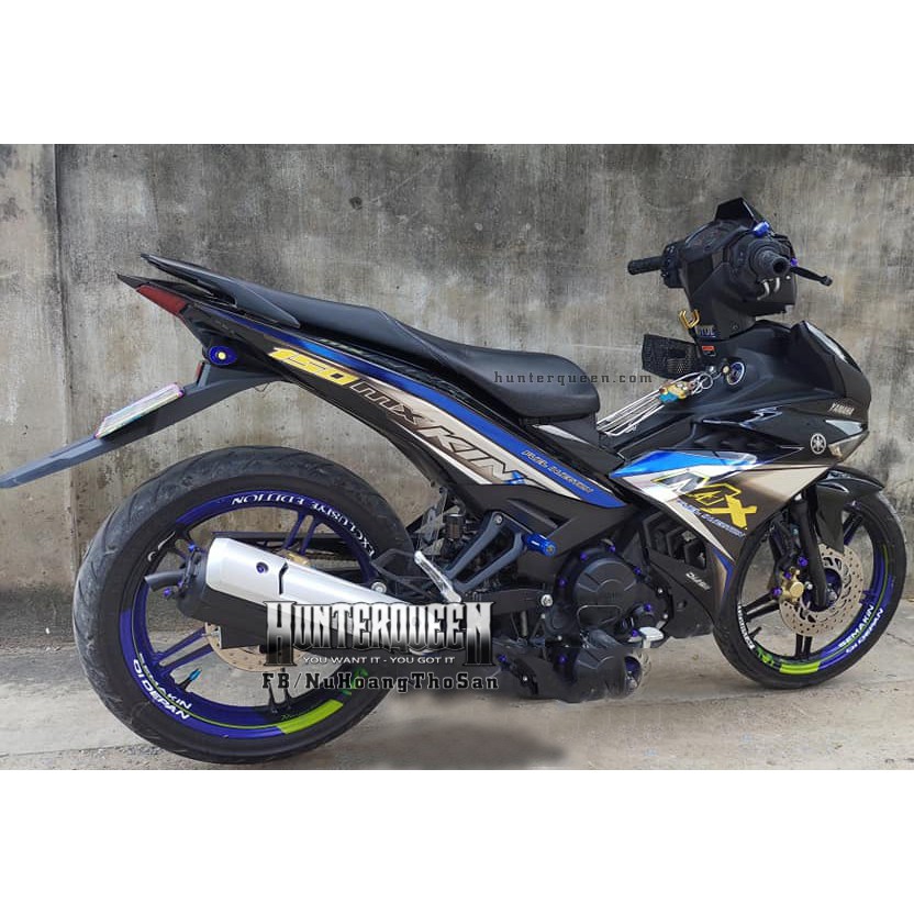 Tem rời Exciter 150. Chất liệu crom, tem MX xe đen. Thay đổi màu sắc và chi tiết theo yêu cầu. Sắc nét, bền màu