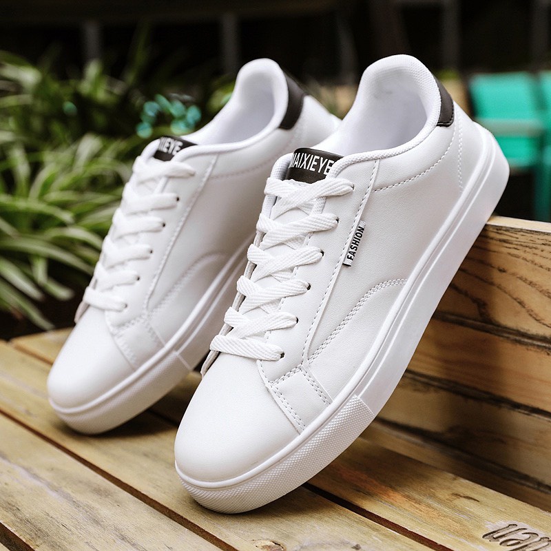 Giày Thể Thao Nam Sneaker Màu Trắng Maixi Logo Fashion Sườn Đơn Giản Dễ Phối Đồ
