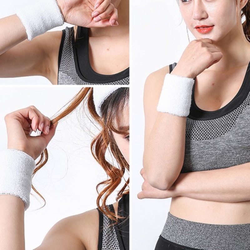 1 Băng Quấn Cổ Tay Thấm Hút Mồ Hôi Bằng Sợi Cotton Nhiều Màu Sắc Dùng Trong Thể Thao Bóng Chuyền Tennis