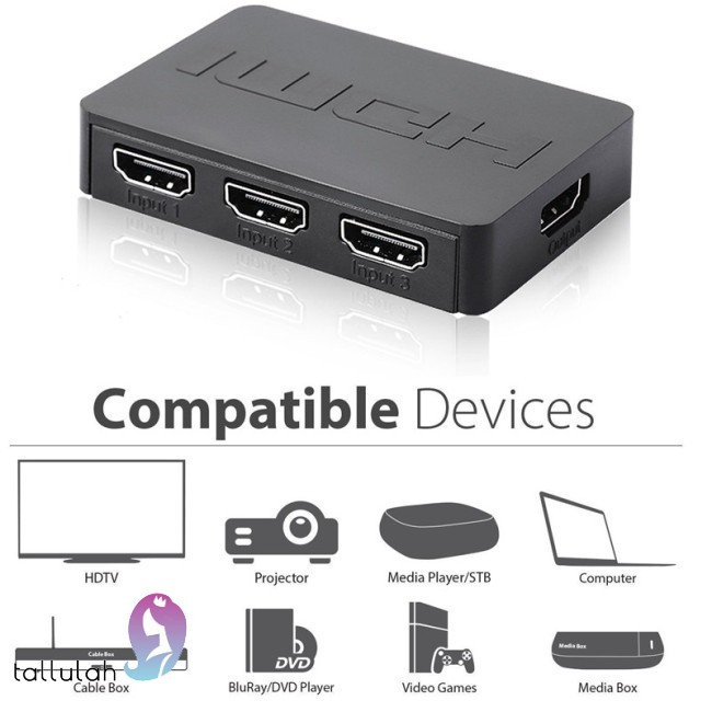 HDMI Splitter 3 Port Hub Box Auto Switch 3 In 1 Out Switcher 1080p HD with Remote Control for XBOX360 PS3 HDTV Projector