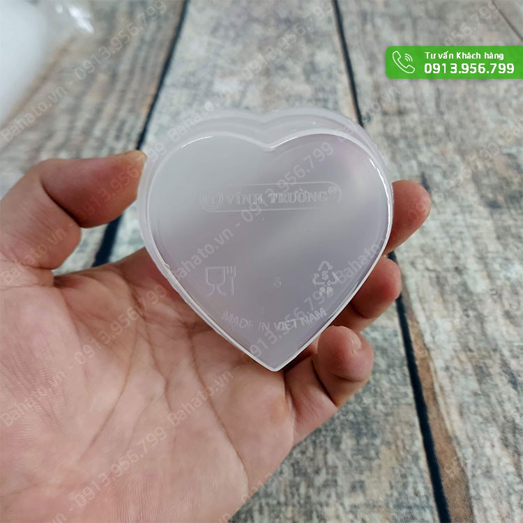 Khuôn làm bánh flan, rau câu, sữa chua trái tim có nắp Vĩnh Trường 90ml
